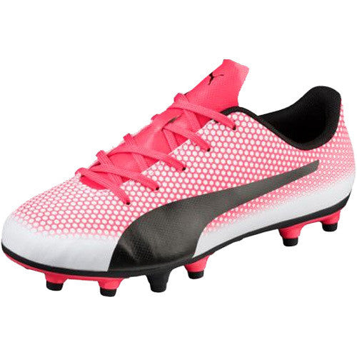 PUMA Junior Spirit FG - White/Black/Paradise Pink Youth Firm Ground White/Black/Paradise Pink Youth 11 - Third Coast Soccer