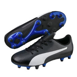 PUMA Junior Spirit FG - Black/White/Royal Youth Firm Ground Youth 11 Black - Third Coast Soccer