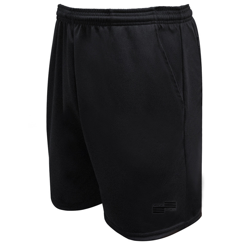 Official Sports NCAA Approved Men's All Black Short Referee Black Mens XSmall - Third Coast Soccer
