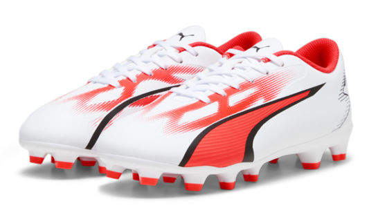 Puma Junior Ultra Play FG - White/Fire Orchid/Black Youth Footwear White/Fire Orchid/Black Youth 11 - Third Coast Soccer