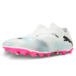 PUMA Future 7 Match FG/AG - White/Black/Poison Pink Mens Footwear   - Third Coast Soccer