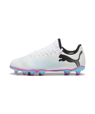 PUMA Junior Future 7 Play FG/AG - White/Black/Poison Pink Youth Footwear   - Third Coast Soccer