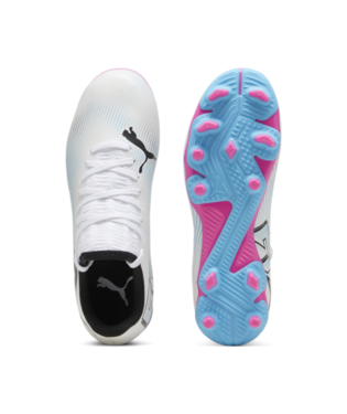 PUMA Junior Future 7 Play FG/AG - White/Black/Poison Pink Youth Footwear   - Third Coast Soccer