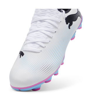 PUMA Junior Future 7 Play FG/AG - White/Black/Poison Pink Youth Footwear   - Third Coast Soccer