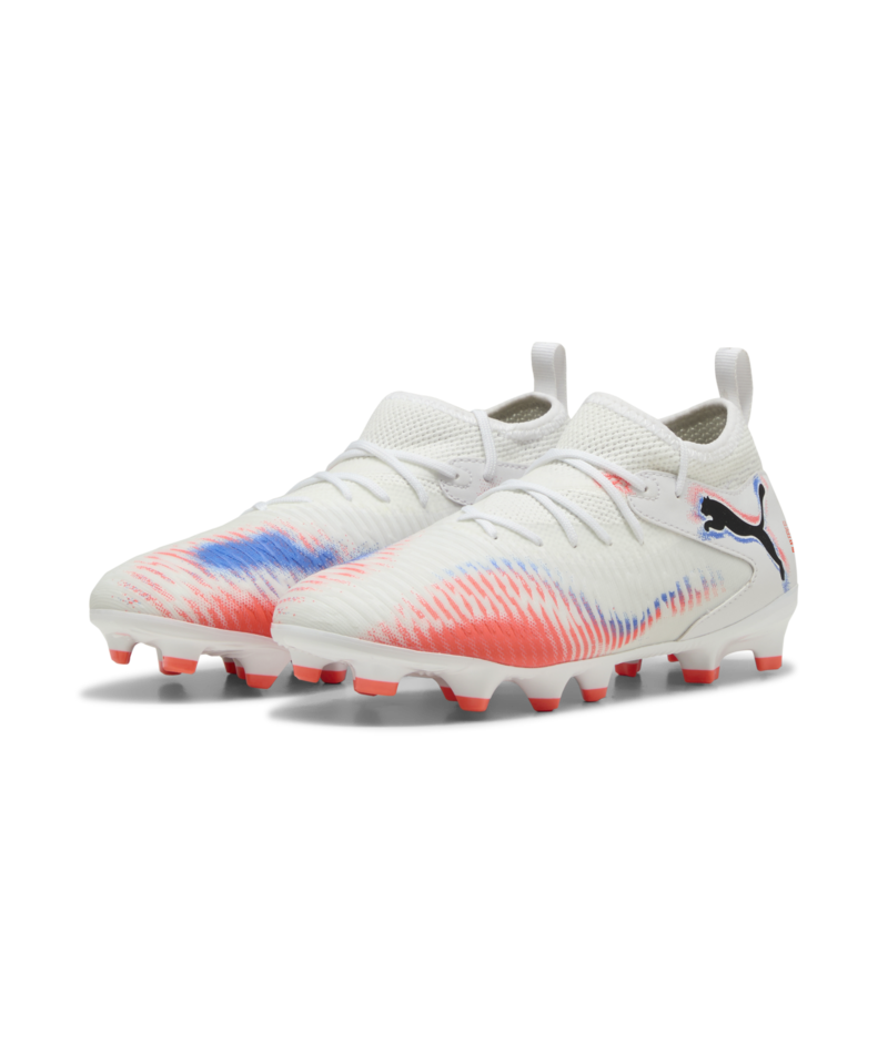PUMA Future 8 Match FG/AG Jr - White/Black/Glowing Red Youth Footwear White Youth 1 - Third Coast Soccer