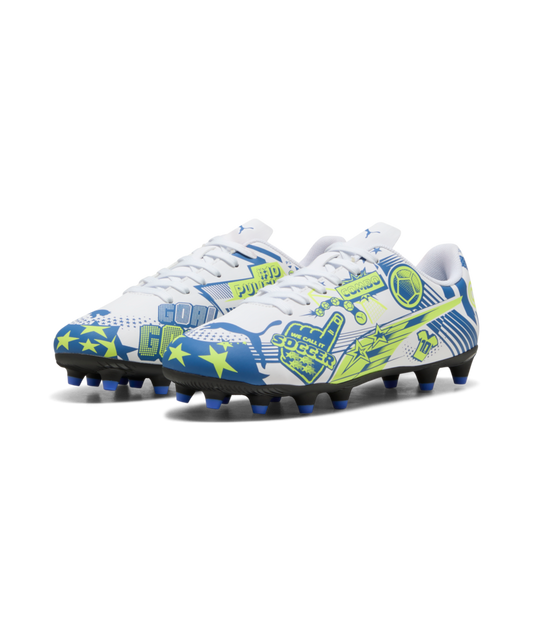 PUMA ULTRA CP LEGACY FG/AG JR - White/Lake Blue/Yellow Alert Youth Footwear White Youth 8 - Third Coast Soccer