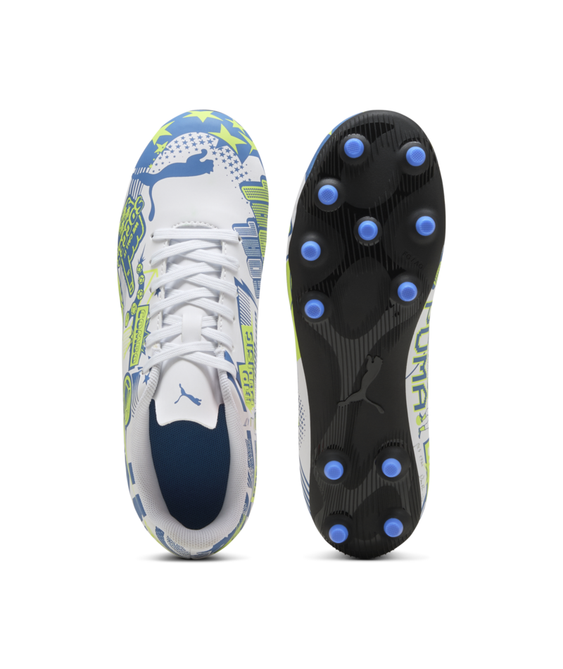 PUMA ULTRA CP LEGACY FG/AG JR - White/Lake Blue/Yellow Alert Youth Footwear - Third Coast Soccer