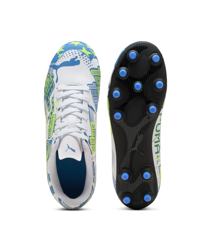 PUMA ULTRA CP LEGACY FG/AG JR - White/Lake Blue/Yellow Alert Youth Footwear - Third Coast Soccer