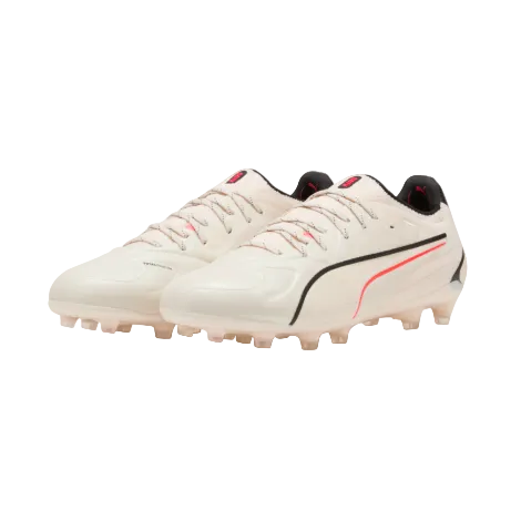 PUMA King 20 Ultimate FG - Sugared Almond/Black/Red Men's Footwear - Third Coast Soccer