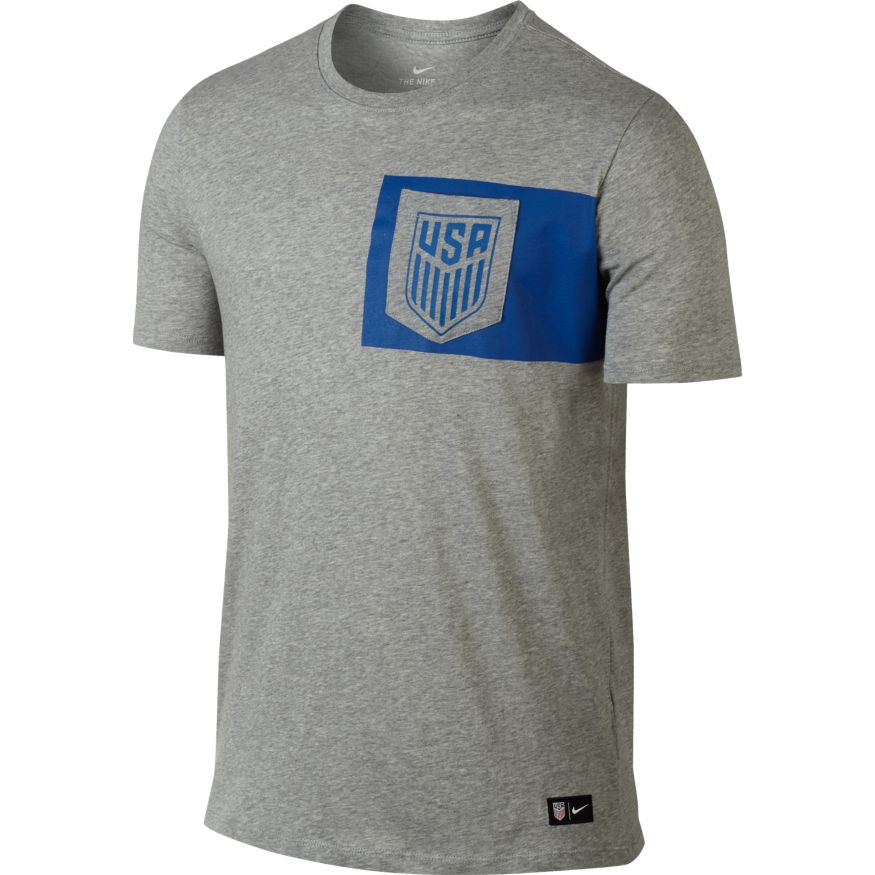 Nike USA Men's NK Crest Tee T-Shirts Dark Grey Heather Mens 2Xl - Third Coast Soccer