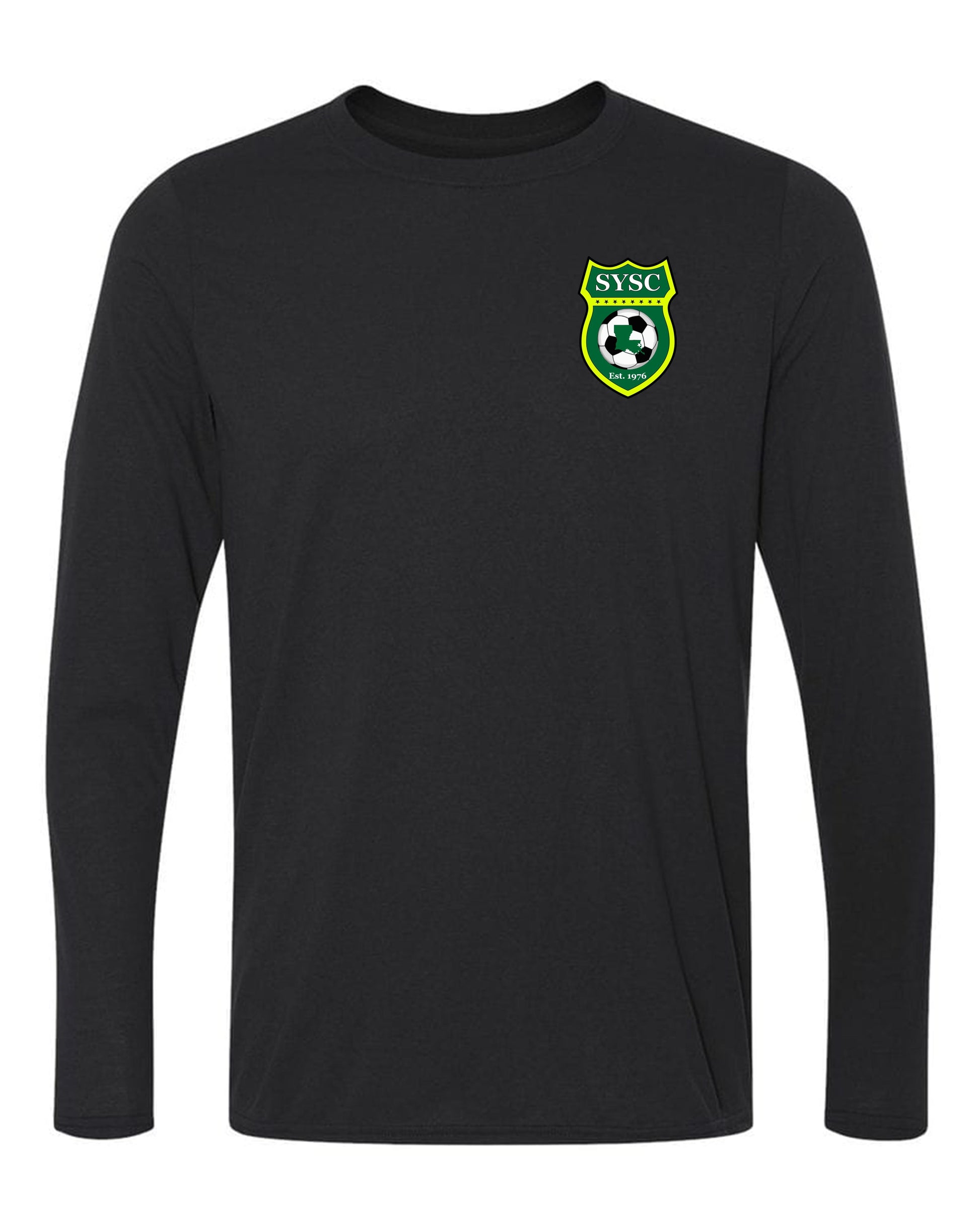 SYSC L/S Tee - Black - White - Sport Grey Slidell Youth Soccer Club Black Womens Small - Third Coast Soccer