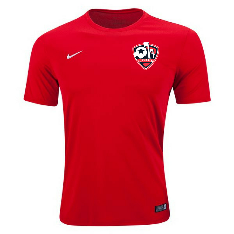 Nike SCSL Recreational Tiempo II Jersey St. Charles Soccer Club Rec Scarlet/White Mens Extra Large - Third Coast Soccer