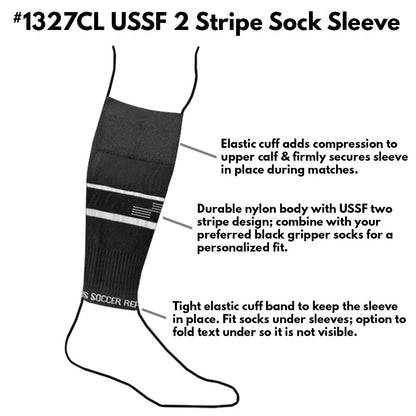 Official Sports USSF 2 Stripe Sock Sleeve Referee - Third Coast Soccer
