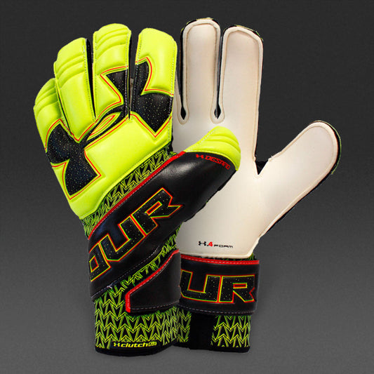 UA Desafio Pro Fingersave Goalkeeper Glove - High-Vis Yellow/Black Gloves Hi Vis Yellow/Black 12 - Third Coast Soccer