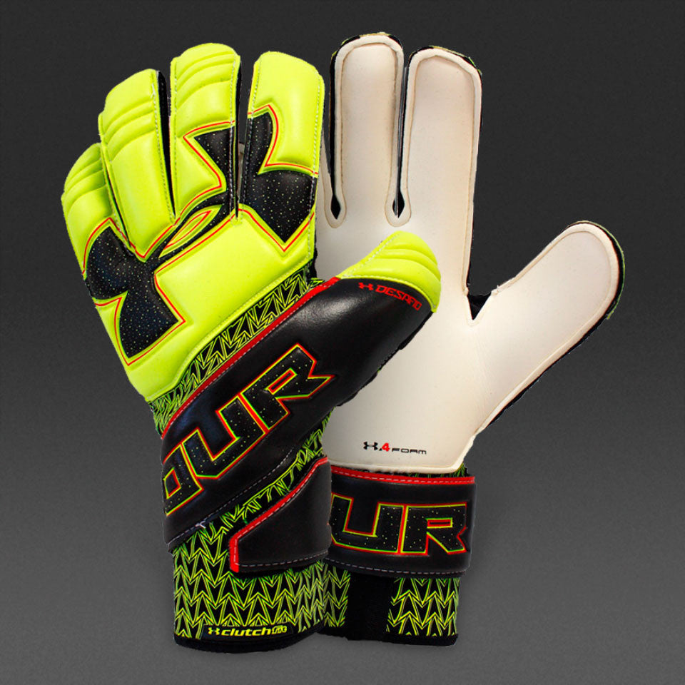 UA Desafio Pro Fingersave Goalkeeper Glove - High-Vis Yellow/Black Goalkeeper Hi Vis Yellow/Black 12 - Third Coast Soccer