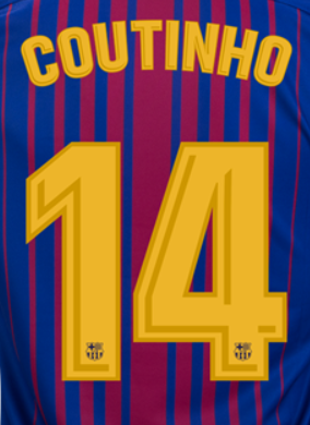 SID FC BARCELONA SETS 17/18 Replica Hero Printing Home Countinho 14 - Third Coast Soccer