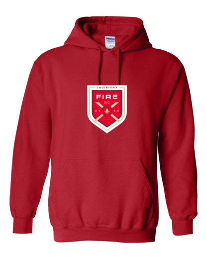 Louisiana Fire FC Shield Hoody - Navy and Red Louisiana Fire Spiritwear Red Mens X-Large - Third Coast Soccer