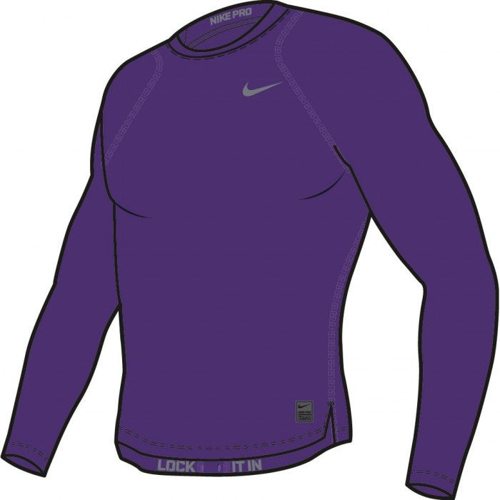 Nike Pro Cool Compression Long Sleeve Top Training Wear Court Purple/Cool Grey Mens Medium - Third Coast Soccer
