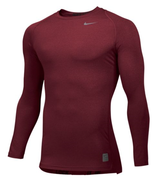 Nike Pro Cool Compression Long Sleeve Top Training Wear Team Maroon/Cool Grey Mens Large - Third Coast Soccer