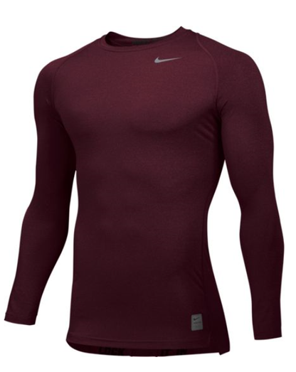Nike Pro Cool Compression Long Sleeve Top Training Wear Deep Maroon/Cool Grey Mens X-Large - Third Coast Soccer