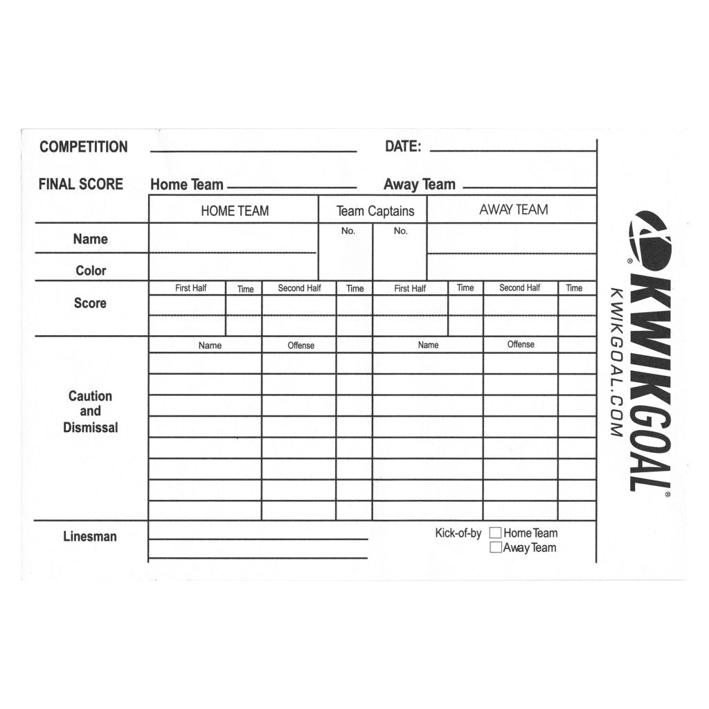 KwikGoal Referee Score Sheets Referee Accessories - Third Coast Soccer