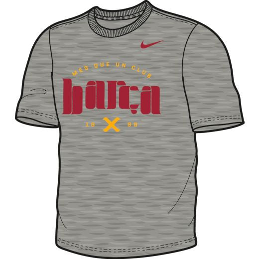 Nike Fc Barcelona Squad Tee T-Shirts Dk Grey Heather Large - Third Coast Soccer