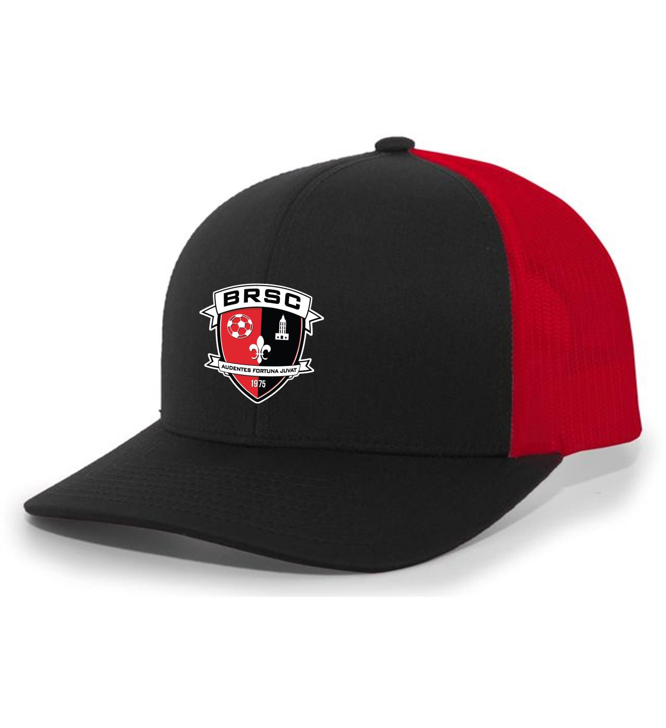 TCS BRSC Trucker Hat - Leather or Full Color Patch BRSC Spiritwear Black/Red Leather Patch - Third Coast Soccer