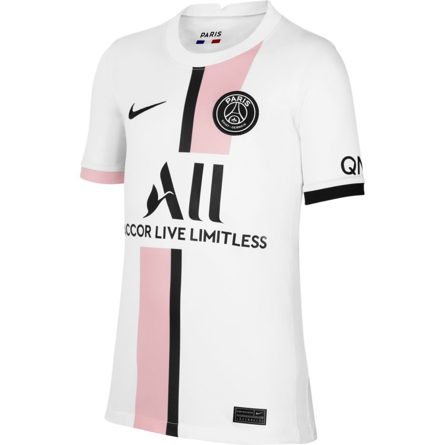 Nike Youth Paris-St.Germain Away Jersey 21/22 Club Replica Youth Large White/Arctic Punch/Black - Third Coast Soccer