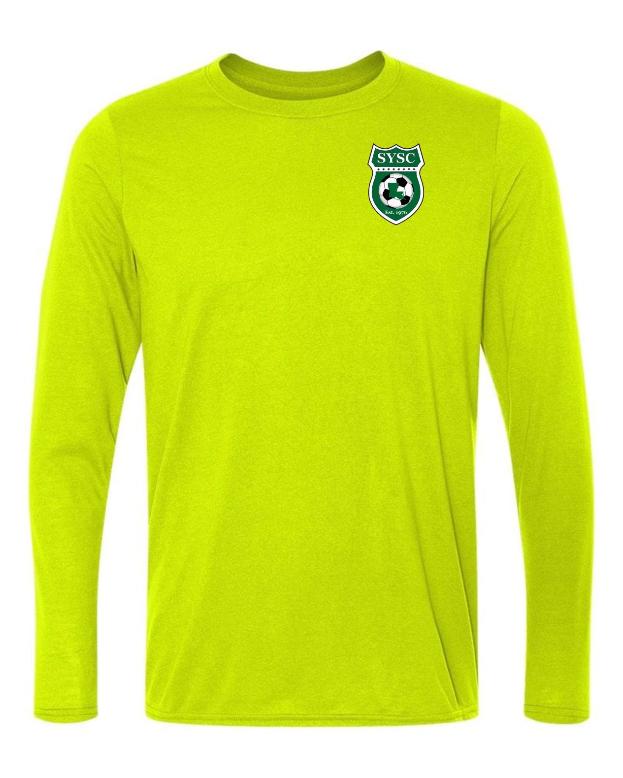 SYSC L/S Tee - Black - White - Sport Grey Slidell Youth Soccer Club Safety Green Youth Extra Large - Third Coast Soccer