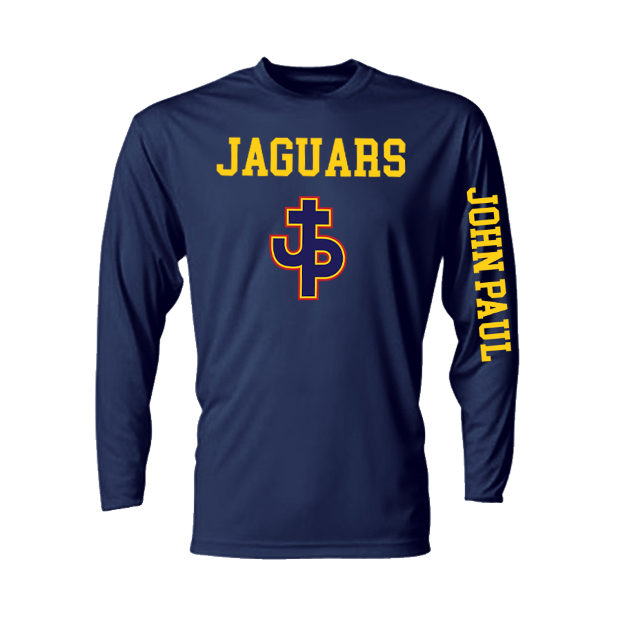 A4 Pjp Men'S Long-Sleeve Performance Crew - Red Or Navy Pope John Paul Mens Large Navy - Third Coast Soccer