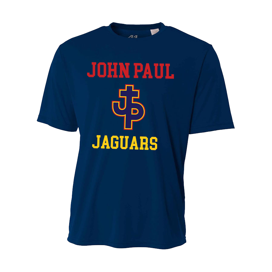 A4 Pjp Youth Short-Sleeve Performance Crew Shirt - Red Or Navy Pope John Paul Youth Small Navy - Third Coast Soccer