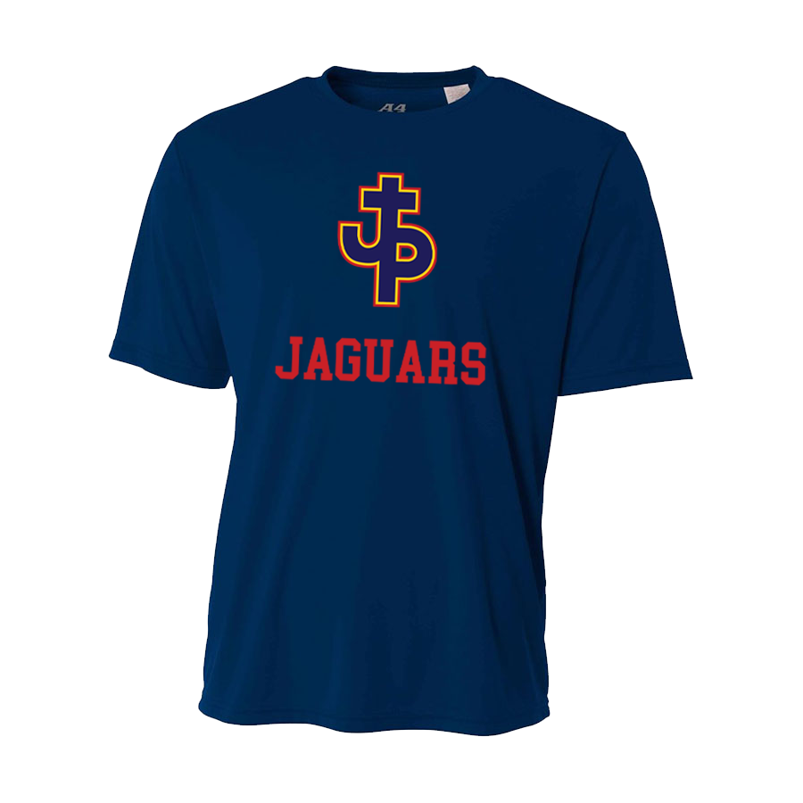 A4 Pjp Youth Short-Sleeve Performance Crew Shirt - Red Or Navy Pope John Paul Youth Extra Large Navy - Third Coast Soccer