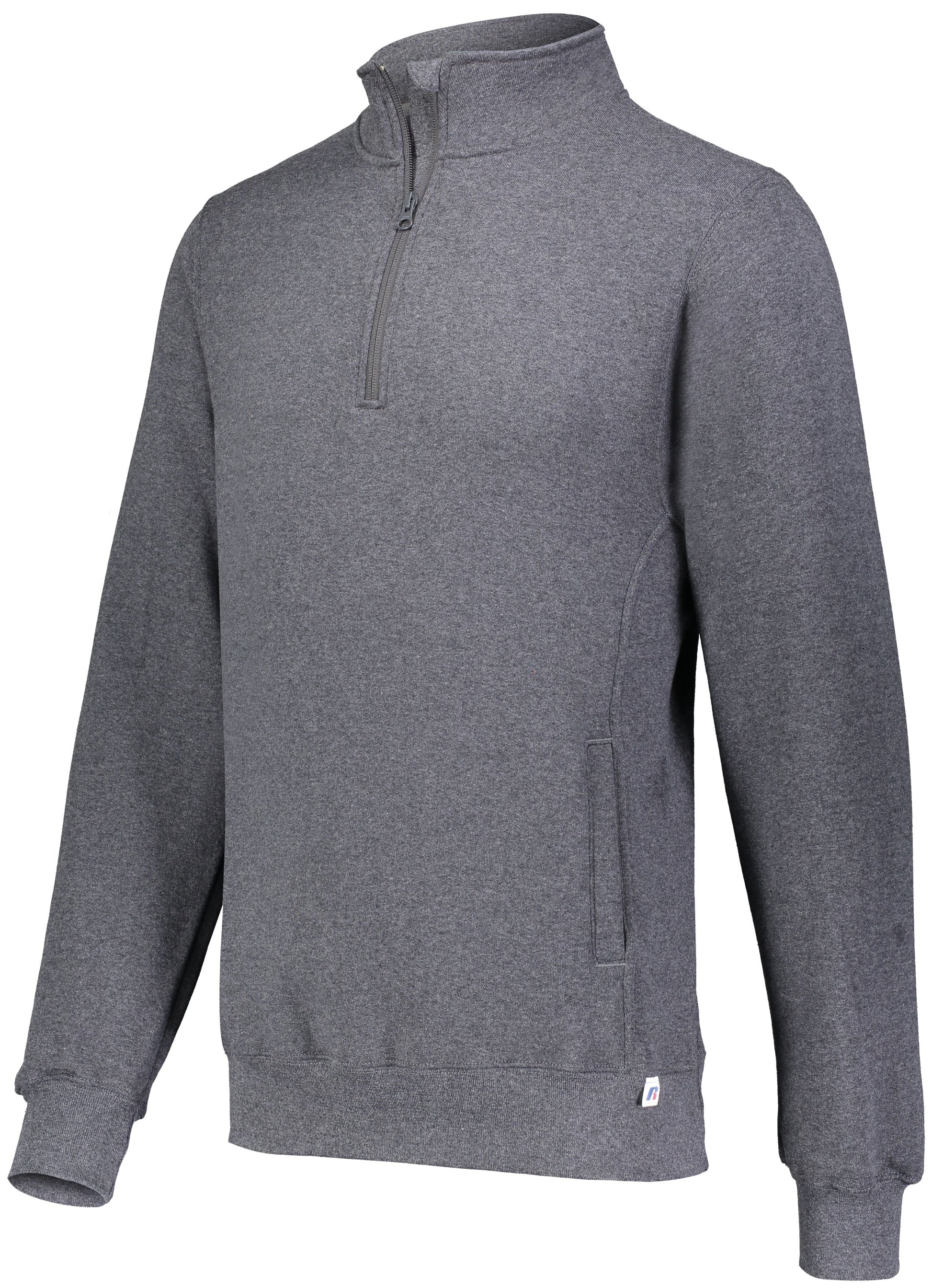 Russell 1/4 Zip Fleece Pullover Training Wear Black Heather Mens Small - Third Coast Soccer