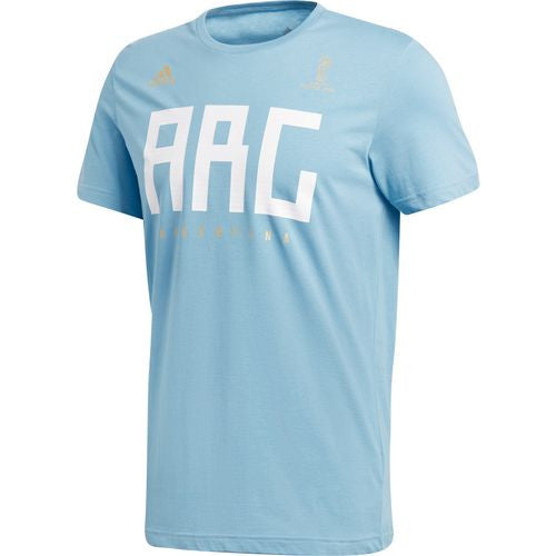 adidas Argentina World Cup 2018 Tee International Replica Clearblue/White Mens Small - Third Coast Soccer
