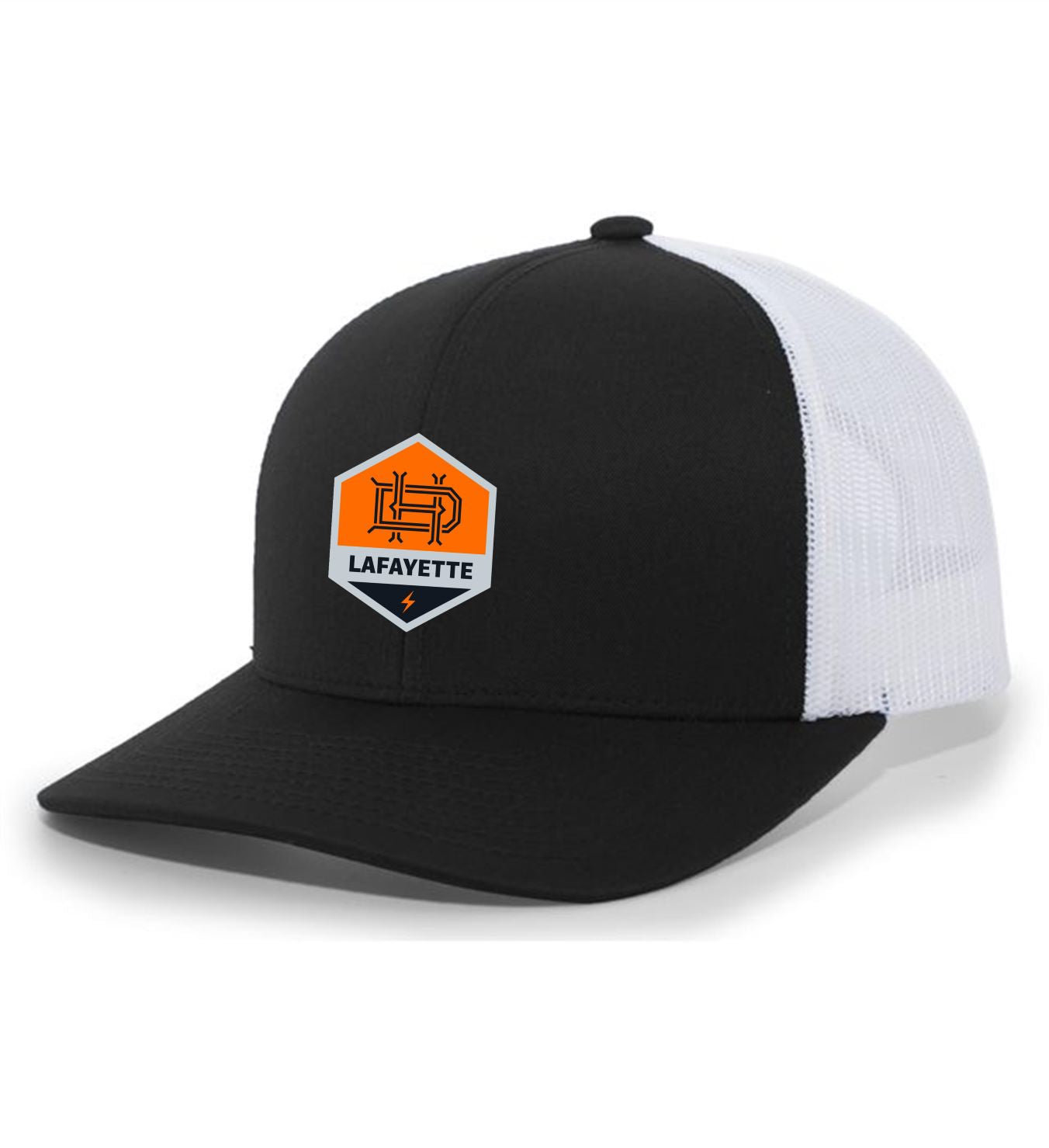 Tcs Dynamo Juniors Lafayette  Flexfit Premium Trucker Hat Hat Black/White Leather Patch - Third Coast Soccer