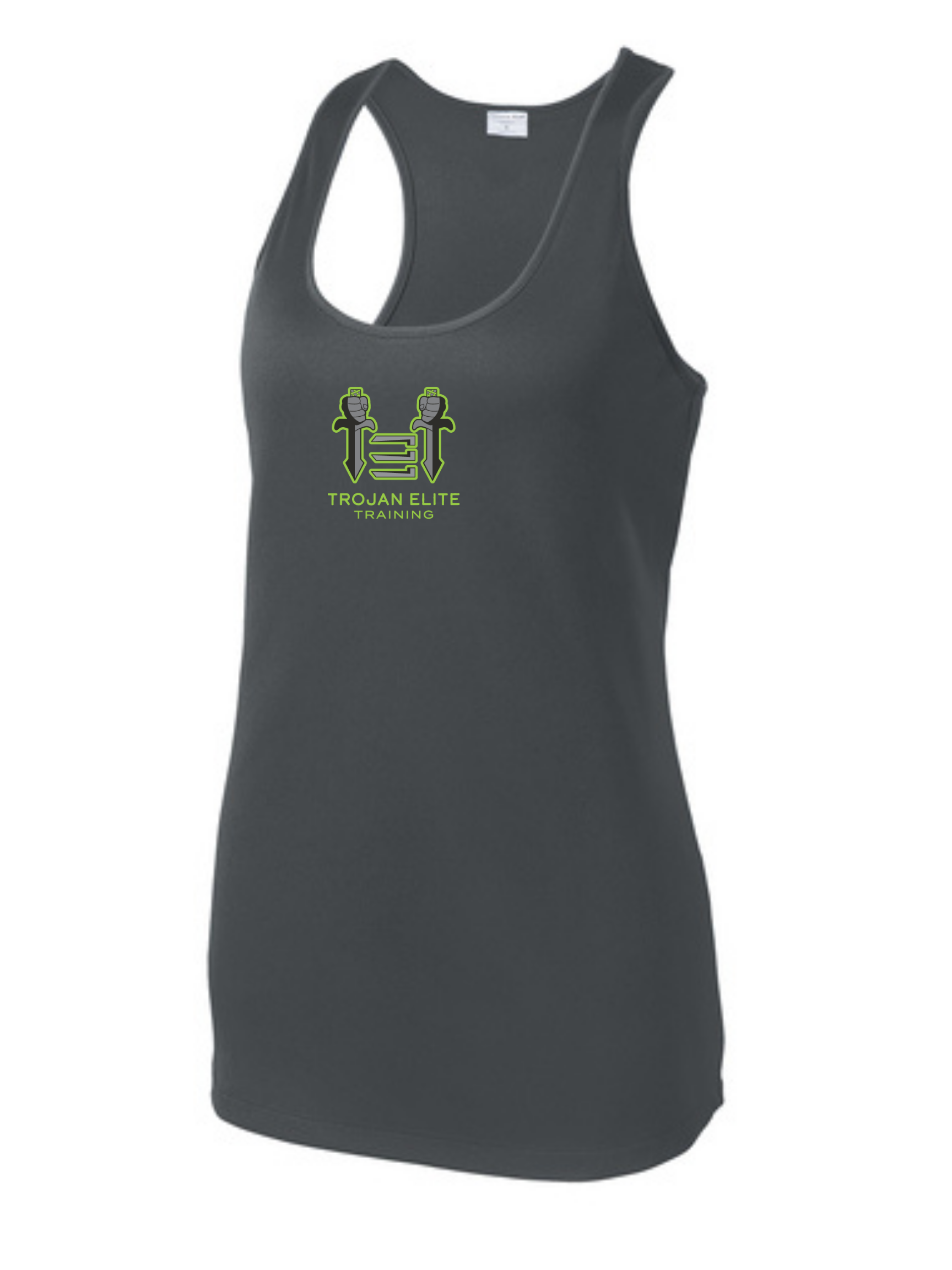 Sport-Tek Trojan Elite Womens Racer Tank Trojan Elite Training Iron Grey Womens X-Small - Third Coast Soccer