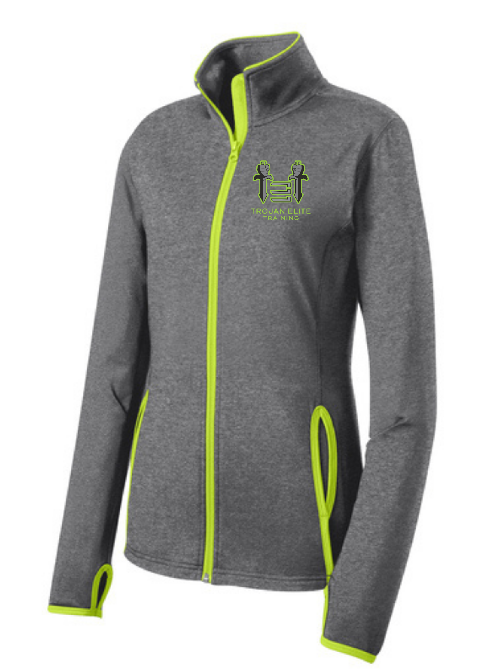 Sport-Tek Trojan Elite Womens Contrast Jacket Training Wear Charcoal/Lime Shock Womens Medium - Third Coast Soccer