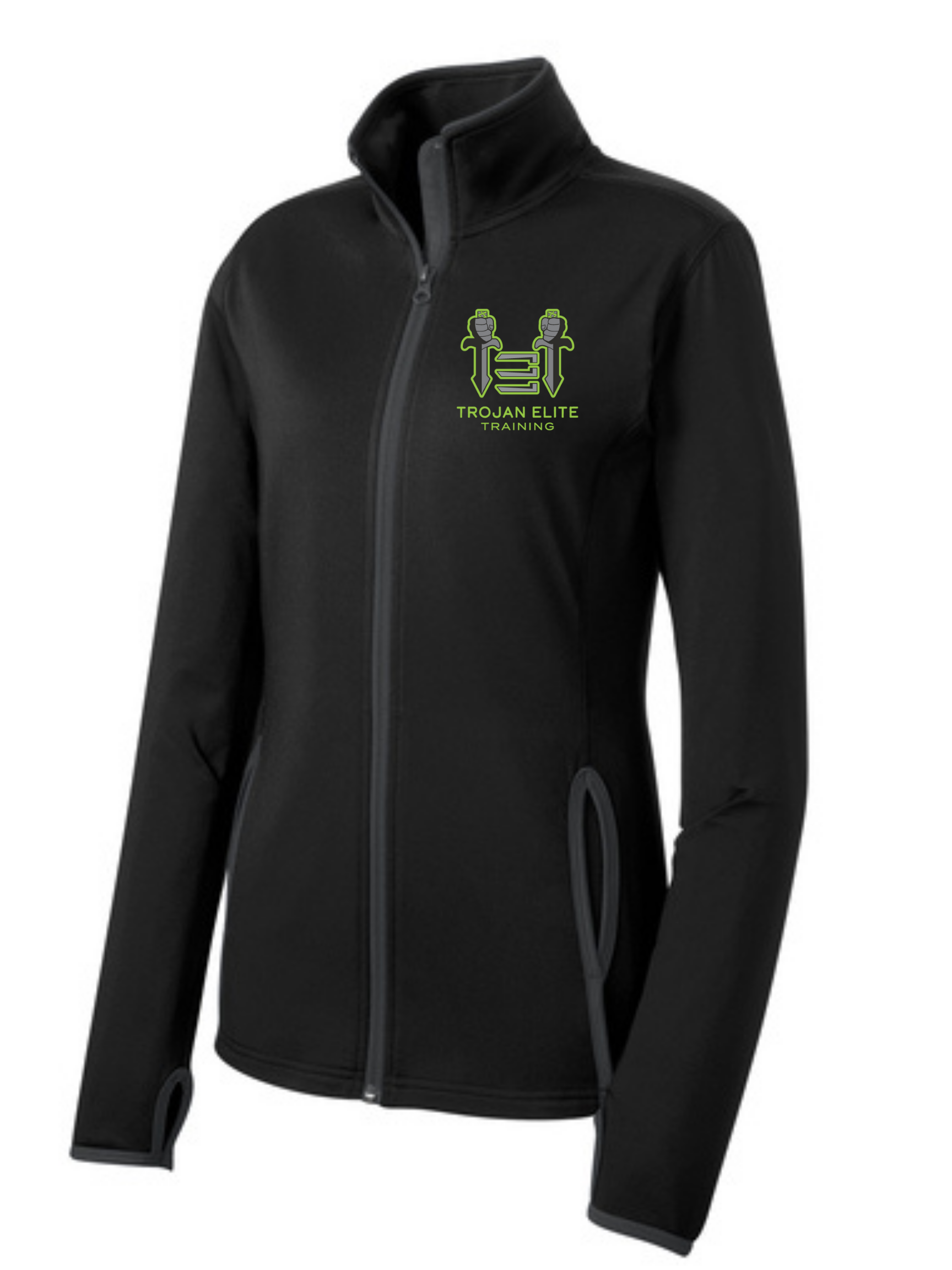 Sport-Tek Trojan Elite Womens Contrast Jacket Training Wear Black/Charcoal Womens Medium - Third Coast Soccer