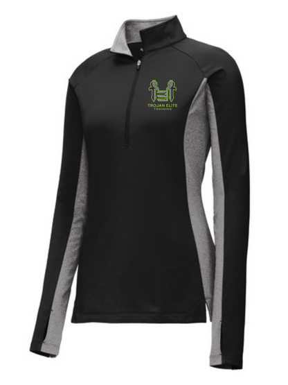 Sport-Tek Trojan Elite Womens Half-Zip Pullover Training Wear Black/Charcoal Womens X-Large - Third Coast Soccer