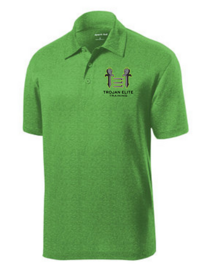Sport-Tek Trojan Elite Heather Polo Polo Turf Green Heather Mens Large - Third Coast Soccer