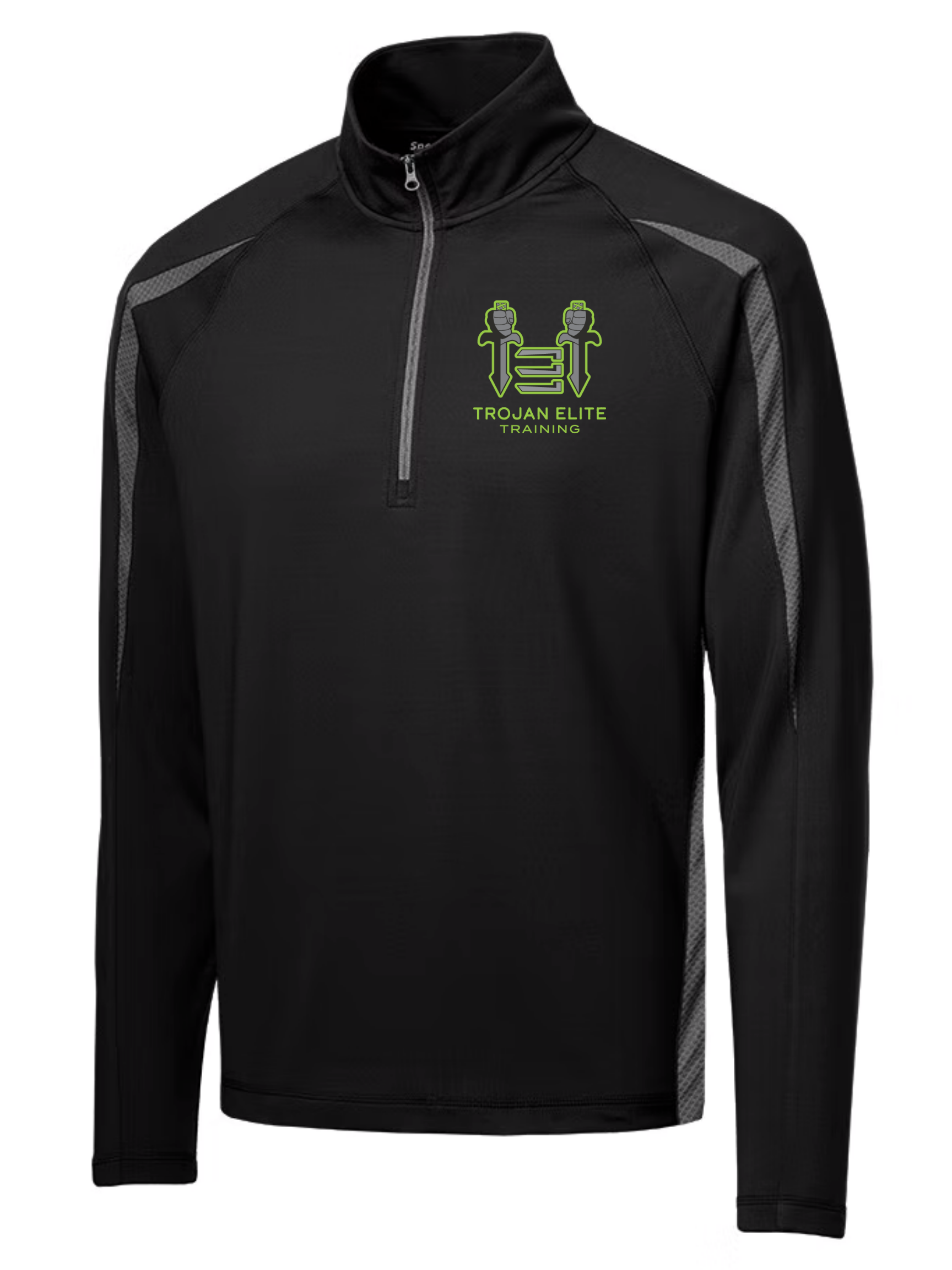 Sport-Tek Trojan Elite Half-Zip Colorblock Pullover Training Wear Black/Charcoal Mens X-Large - Third Coast Soccer