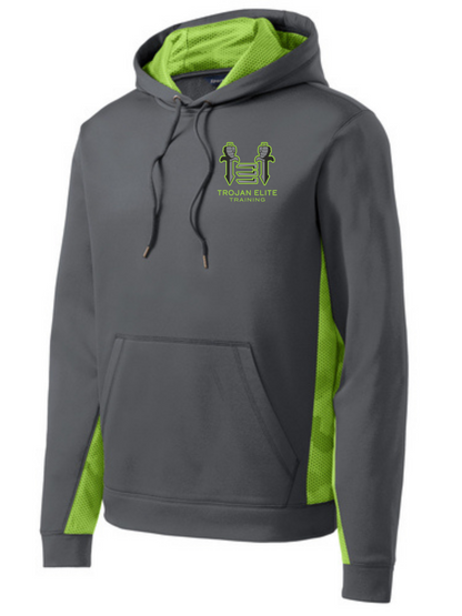 Sport-Tek Trojan Elite Youth Hooded Pullover Training Wear Smoke Grey/Lime Shock Youth X-Small - Third Coast Soccer