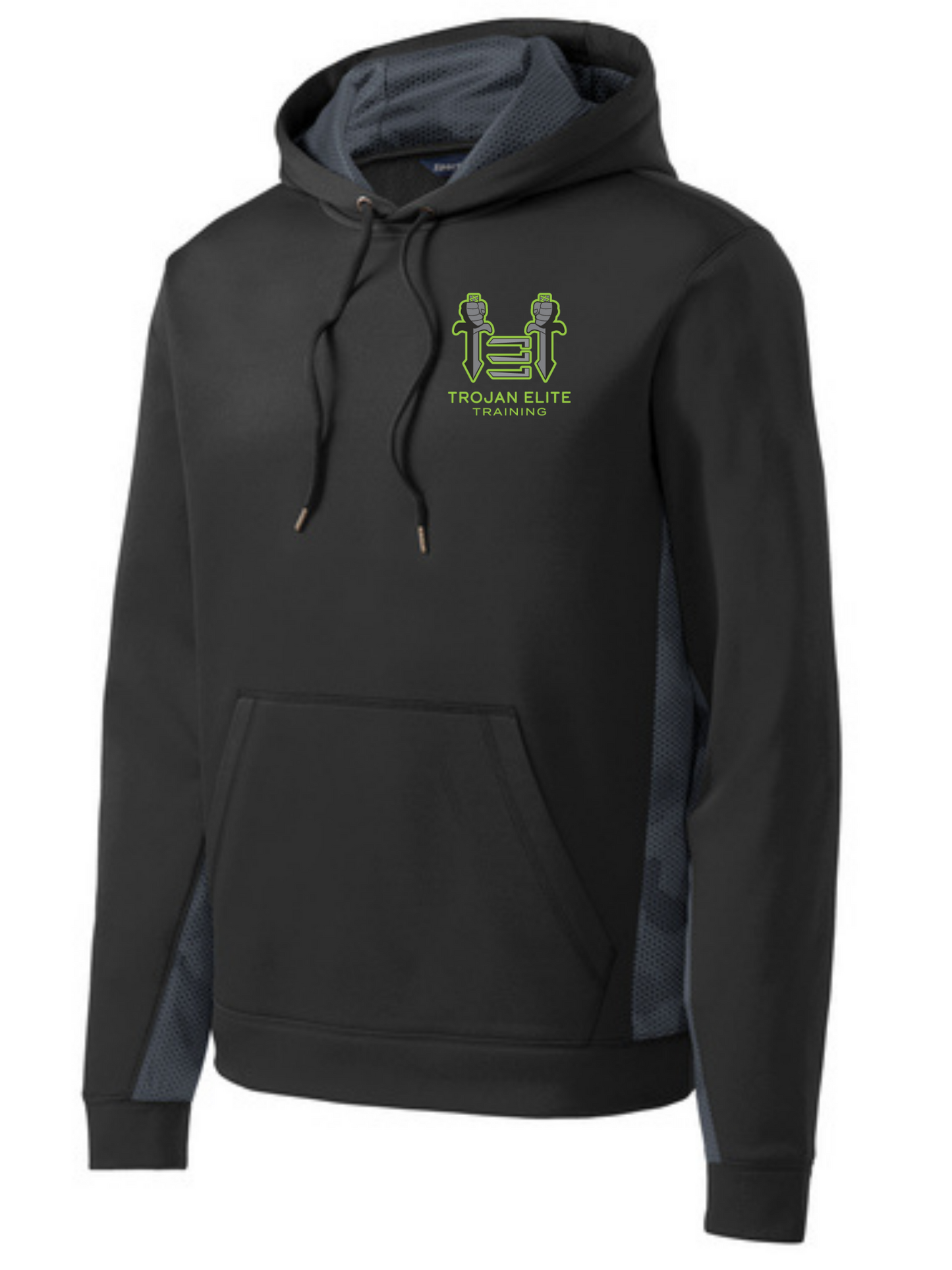 Sport-Tek Trojan Elite Youth Hooded Pullover Training Wear Black/Smoke Grey Youth Small - Third Coast Soccer