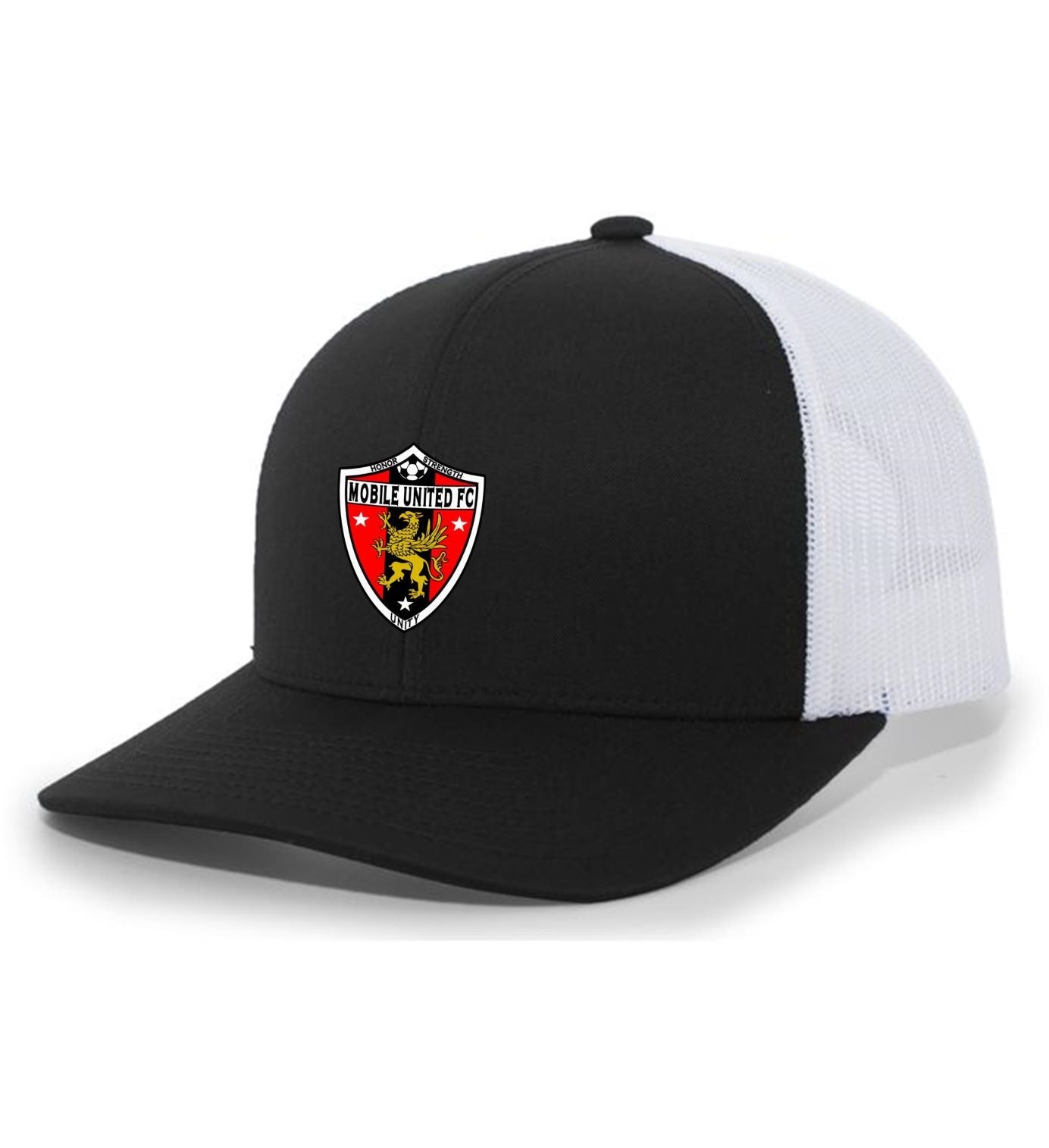 Tcs Mobile United Flexfit Trucker Hat Mobile United Black/White Full Color Patch - Third Coast Soccer