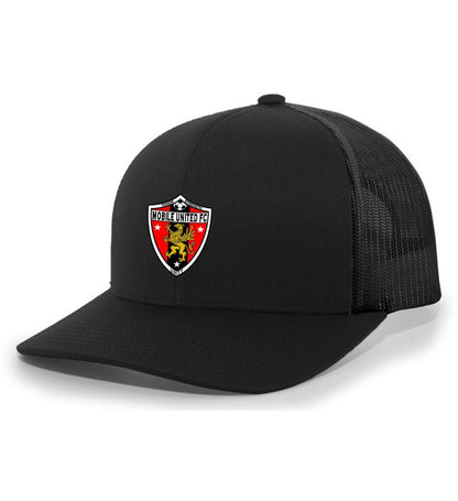 Tcs Mobile United Flexfit Trucker Hat Mobile United Black/Black Full Color Patch - Third Coast Soccer