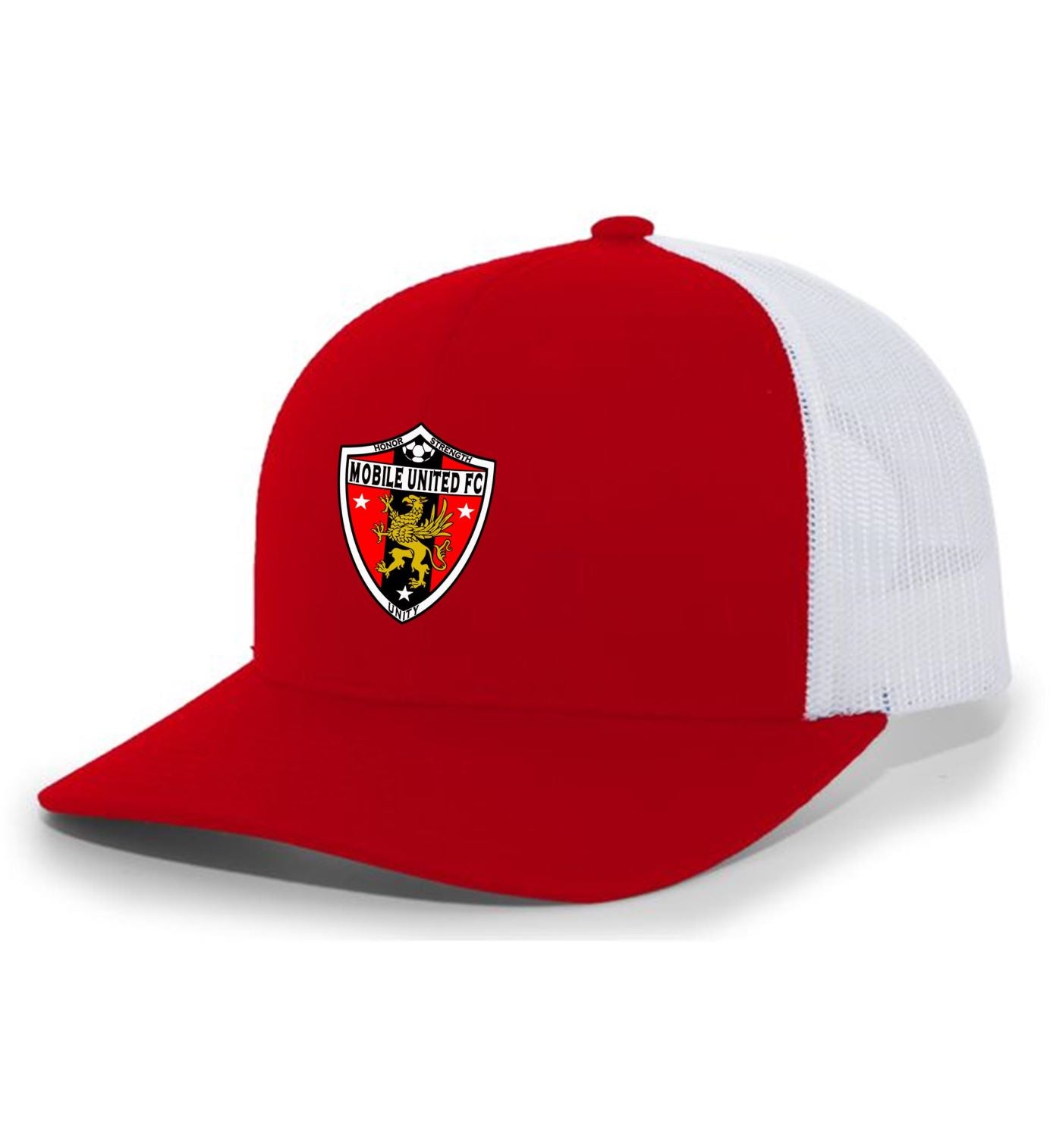 Tcs Mobile United Flexfit Trucker Hat Mobile United Red/White Full Color Patch - Third Coast Soccer