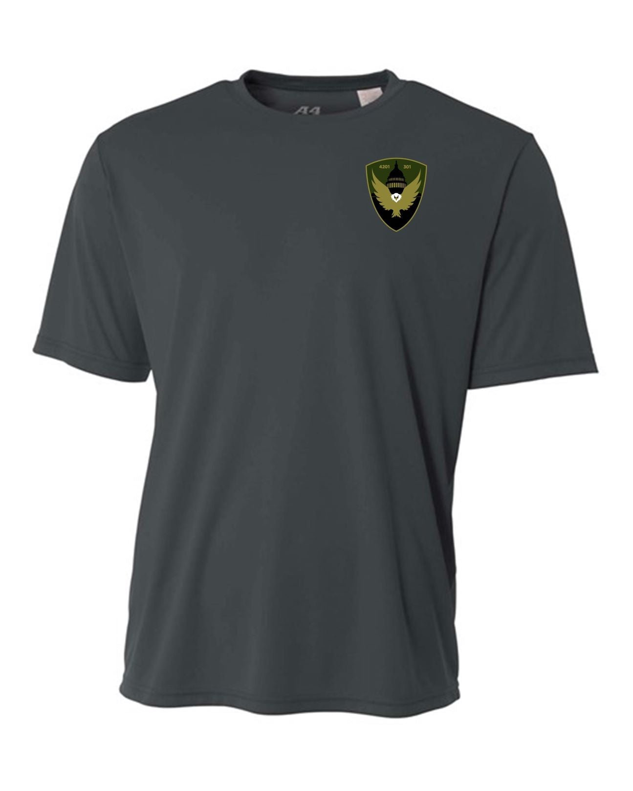 A4 FBI Swat Mens Cooling Performance Short-Sleeve Tee FBI Swat Mens Small Graphite - Third Coast Soccer
