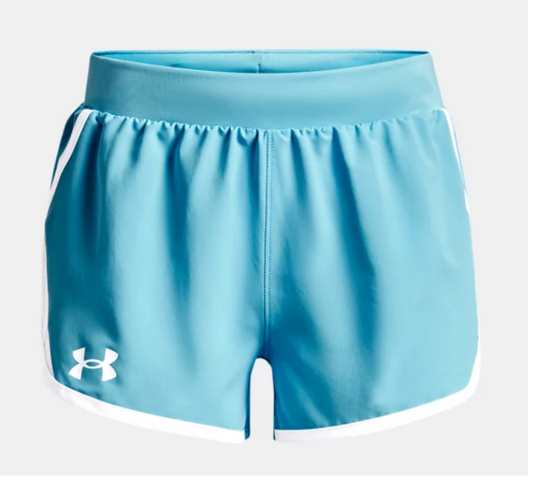 Under Armour Girls' Fly By Shorts - Fresco Blue Shorts Fresco Blue/White Youth XSmall - Third Coast Soccer