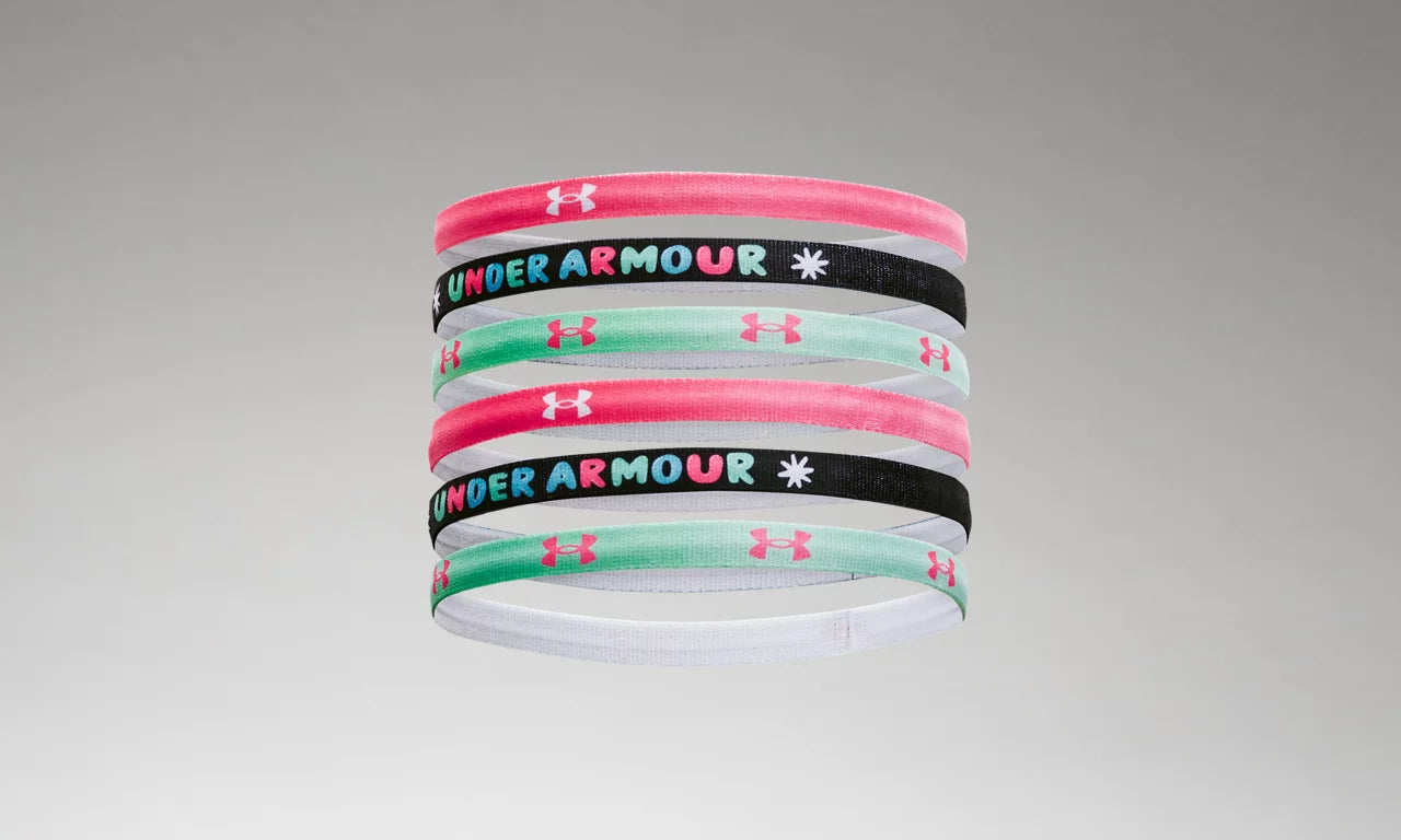 Under Armour Graphic Headband 6-Pack Player Accessories Pink Shock/Black/White - Third Coast Soccer