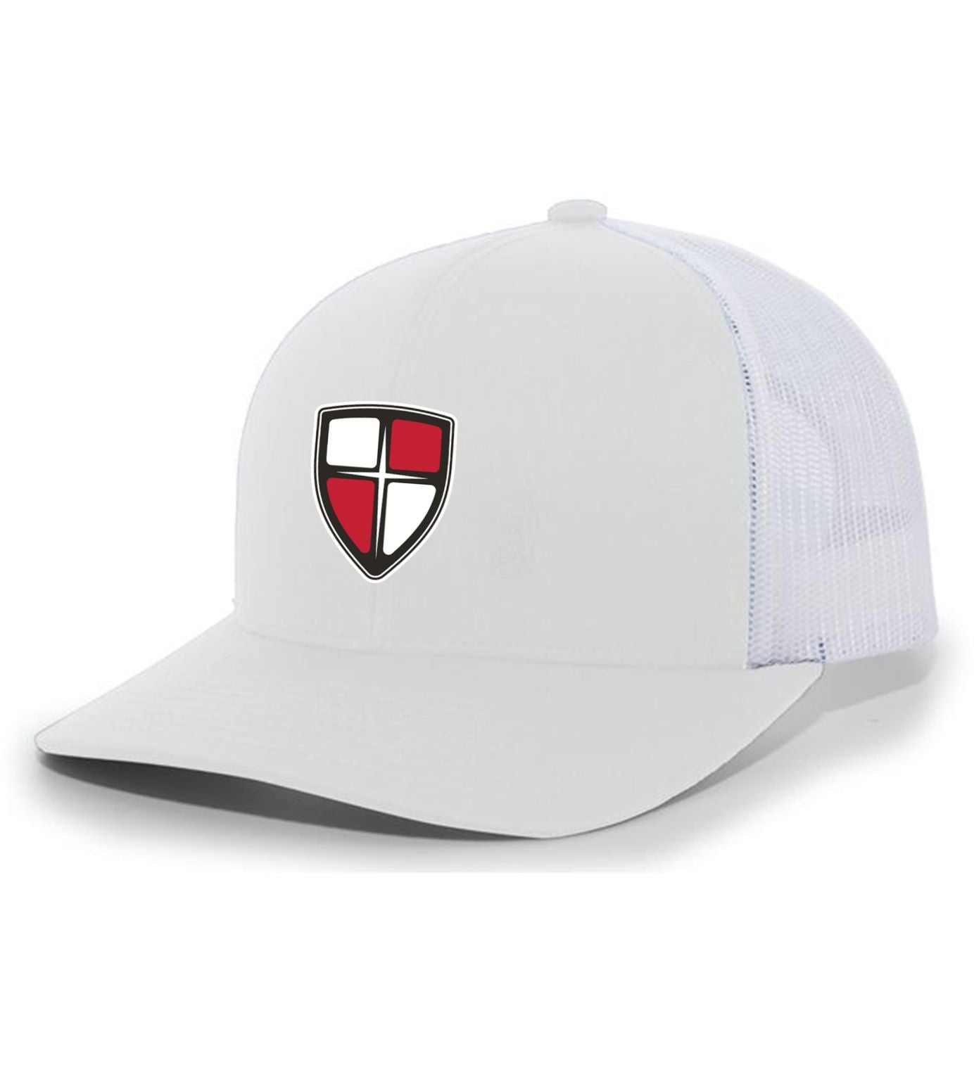 William Carey Shield Trucker Hat WCU Shield White/White  - Third Coast Soccer